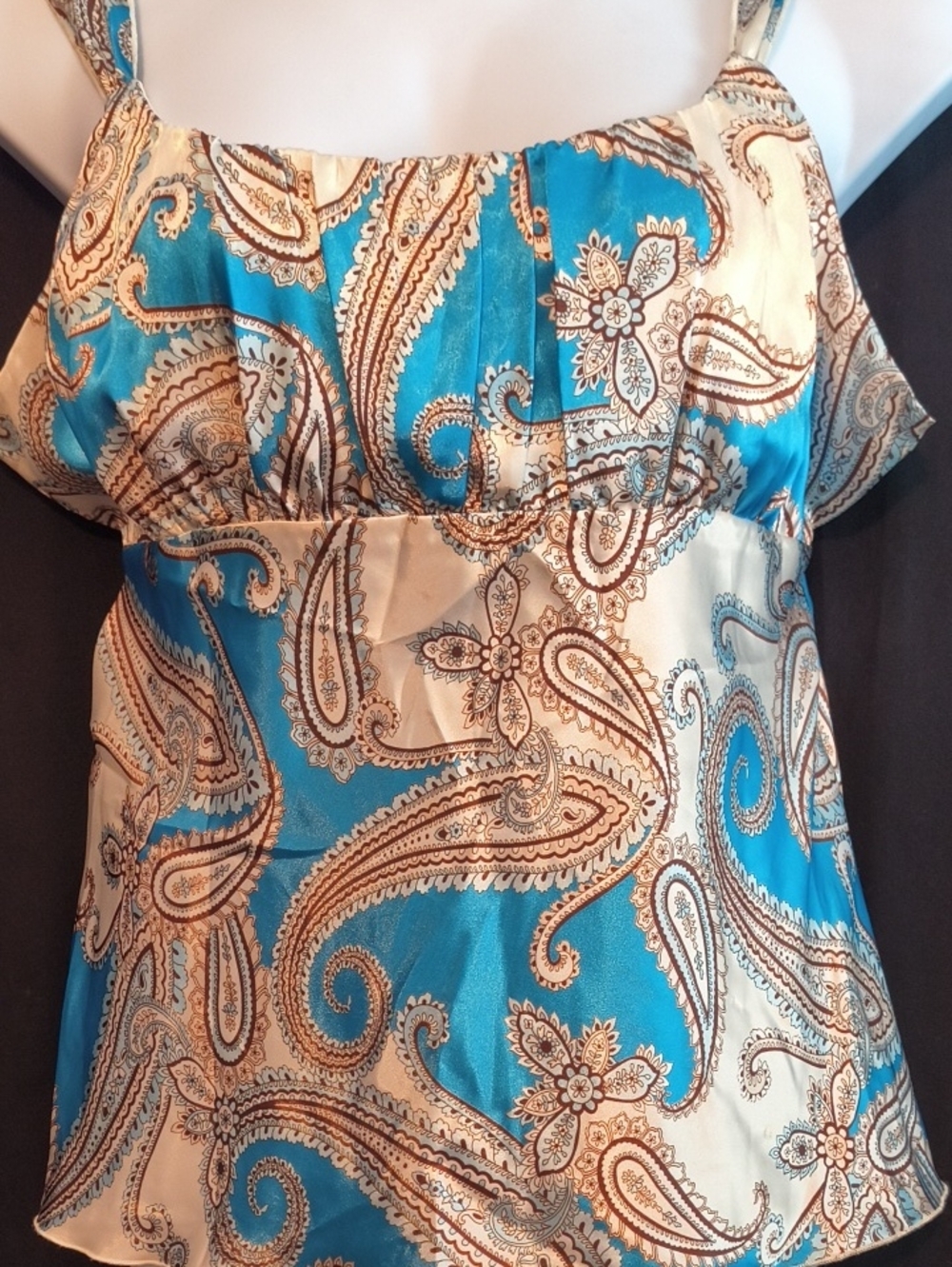 Fashion Bug Teal and Cream Paisley Camisole ##0055